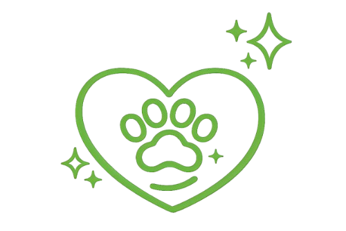 Green heart with a paw print inside on a white background - Zenpaw