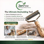 ZenPaw  CoatRake with features and benefits listed on a white background